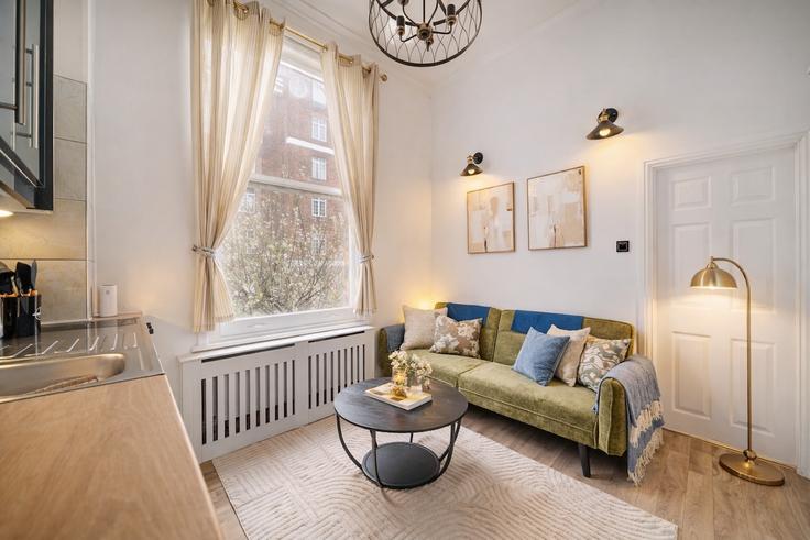Elegant gestaltetes Wohnzimmer mit moderner Einrichtung in einer Wohnung im Building Castletown Road - brazier-legacy-holdings - 1506161 in London Borough of Hammersmith and Fulham, London