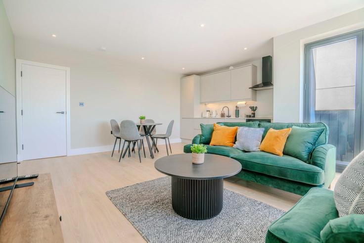 Building Elm Grove - brazier-legacy-holdings - 1524698 adresindeki bir dairede modern mobilyalarla zarif bir şekilde tasarlanmış oturma odası London Borough of Merton, London