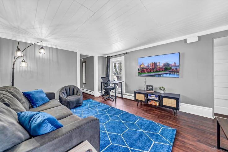 Hamburg HamburgのBuilding Camp Road - buffalo-corporate-housing-llc - 1473300のアパートメントにある、モダンな家具を備えたエレガントなデザインのリビングルーム