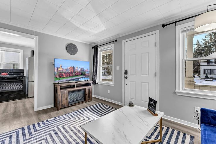 Hamburg HamburgのBuilding Union Street - buffalo-corporate-housing-llc - 1473305のアパートメントにある、モダンな家具を備えたエレガントなデザインのリビングルーム