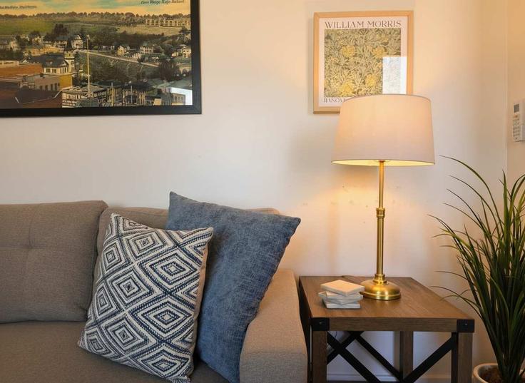 Elegantly designed living room with modern furnishings in an apartment at Building Park Boulevard - cardovacationsrentals - 1024466 - SAN in San Diego, San Diego