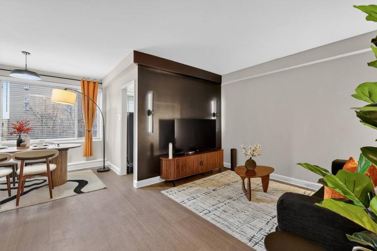 Building Arlington Boulevard - casa-properties - 1364184 adresindeki bir dairede modern mobilyalarla zarif bir şekilde tasarlanmış oturma odası Arlington, Arlington