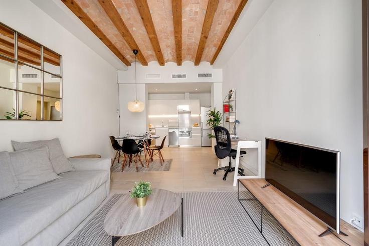Barcelona Ciutat VellaのBuilding Pla de Palau - caterina-house - 1295521 - BCNのアパートメントにある、モダンな家具を備えたエレガントなデザインのリビングルーム