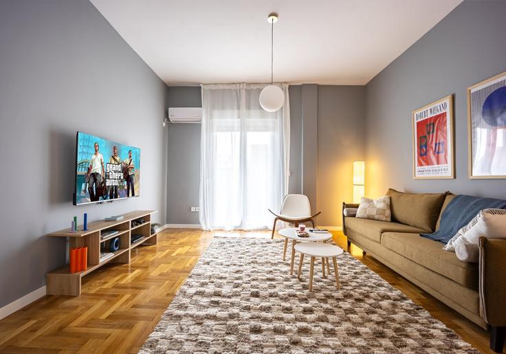South Athens, Athens에 위치한 Building Charokopou - chabbynb - 1283430 유닛의 세련된 인테리어가 돋보이는 거실 South Athens, Athens에 위치한 Building Charokopou - chabbynb - 1283430 유닛의 세련된 인테리어가 돋보이는 거실