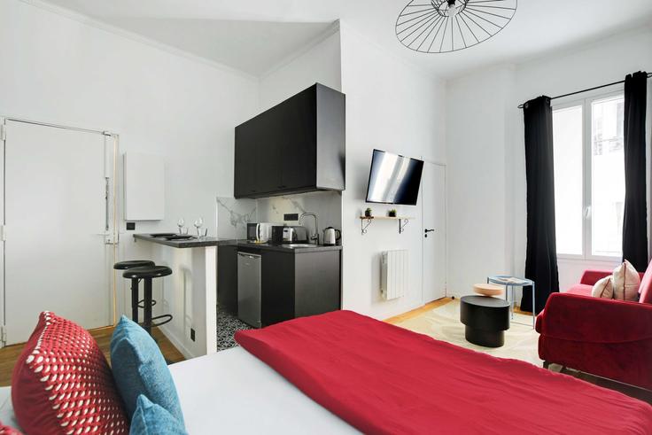 Paris 12th arrondissementのBuilding Rue du Faubourg Saint-Antoine - checkmyguest - 1350716のアパートメントにある、モダンな家具を備えたエレガントなデザインのリビングルーム Paris 12th arrondissementのBuilding Rue du Faubourg Saint-Antoine - checkmyguest - 1350716のアパートメントにある、モダンな家具を備えたエレガントなデザインのリビングルーム