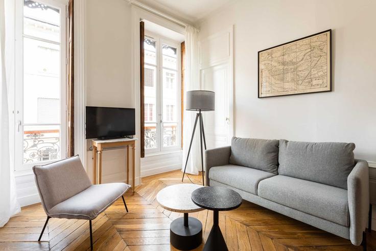 Building Rue de Castries - checkmyguest - 1348511 adresindeki bir dairede modern mobilyalarla zarif bir şekilde tasarlanmış oturma odası 2nd arrondissement, Lyon