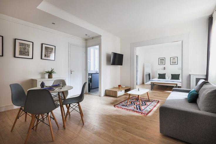 Building Rue Emile Allez - checkmyguest - 1292595 - PAR adresindeki bir dairede modern mobilyalarla zarif bir şekilde tasarlanmış oturma odası 17th arrondissement, Paris