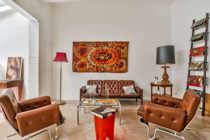 Building Avenue Perrichont - checkmyguest - 1336793 adresindeki bir dairede modern mobilyalarla zarif bir şekilde tasarlanmış oturma odası 16th arrondissement, Paris