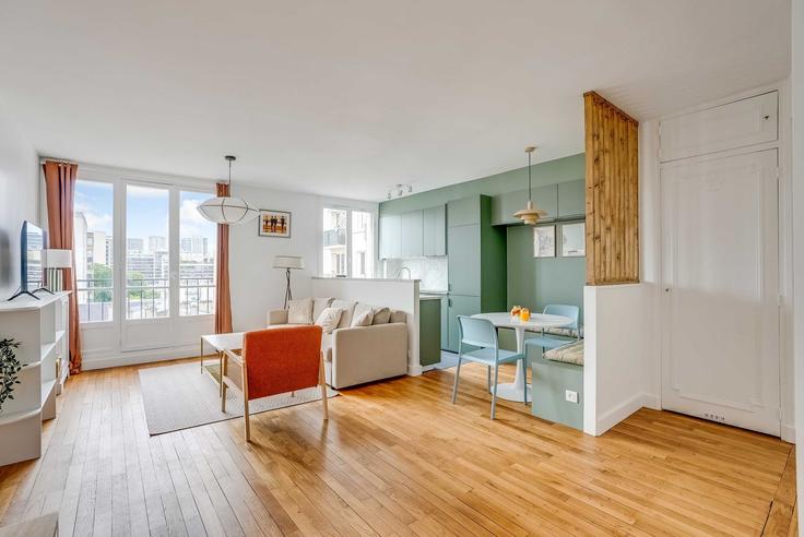 15th arrondissement, Paris에 위치한 Building Place Etienne Pernet - checkmyguest - 1523460 유닛의 세련된 인테리어가 돋보이는 거실