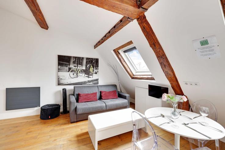 Paris 1st arrondissementのBuilding Rue Saint-Florentin - checkmyguest - 1052384のアパートメントにある、モダンな家具を備えたエレガントなデザインのリビングルーム