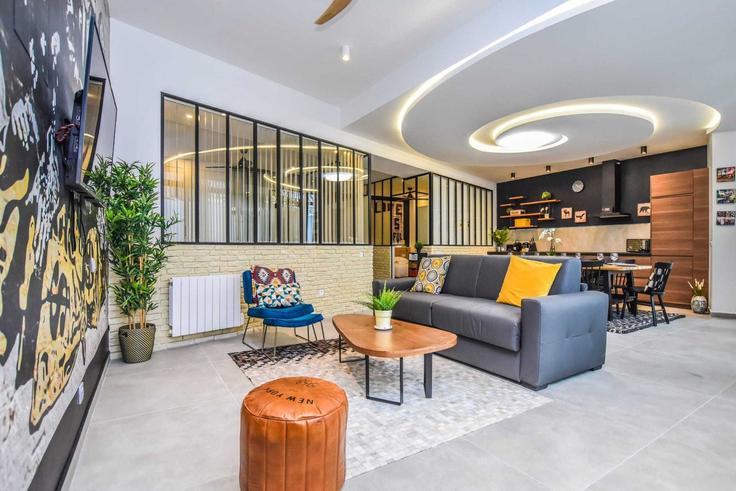 Elegantly designed living room with modern furnishings in an apartment at Building Rue de Croulebarbe - checkmyguest - 1350273 in 13th arrondissement, Paris