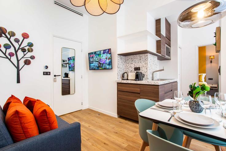 Elegantly designed living room with modern furnishings in an apartment at Building Rue du Faubourg Poissonnière - checkmyguest - 1350511 in 10th arrondissement, Paris