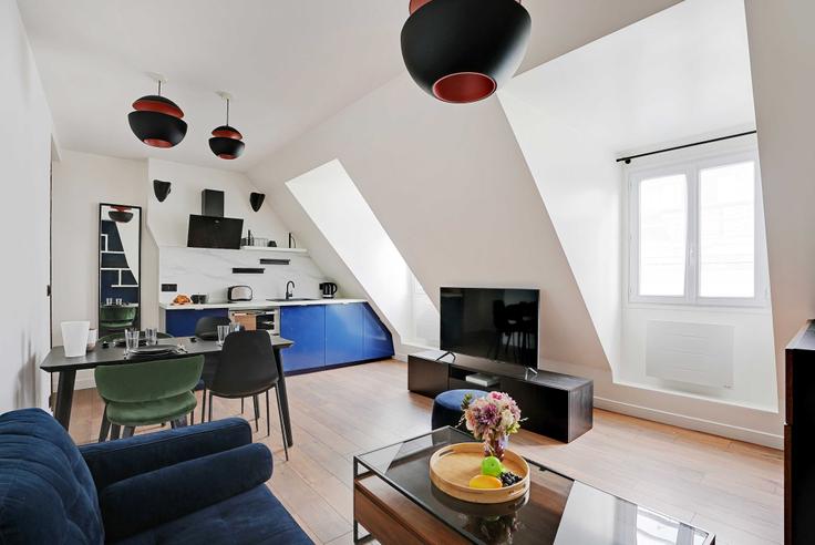 Salle de séjour élégante avec mobilier moderne dans un appartement à Building Rue Fourcroy - checkmyguest - 1052500 - PAR à 17th arrondissement, Paris Salle de séjour élégante avec mobilier moderne dans un appartement à Building Rue Fourcroy - checkmyguest - 1052500 - PAR à 17th arrondissement, Paris