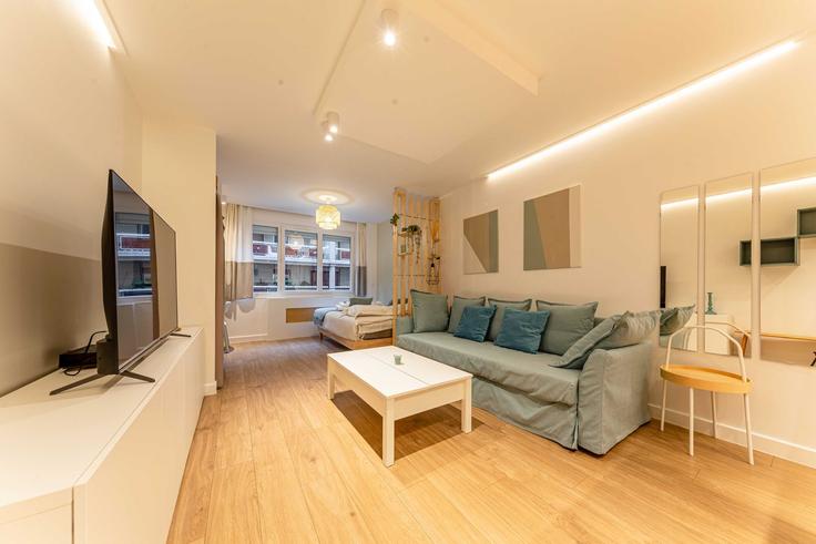 Elegant gestaltetes Wohnzimmer mit moderner Einrichtung in einer Wohnung im Building Rue François Ponsard - checkmyguest - 1348054 in 16th arrondissement, Paris