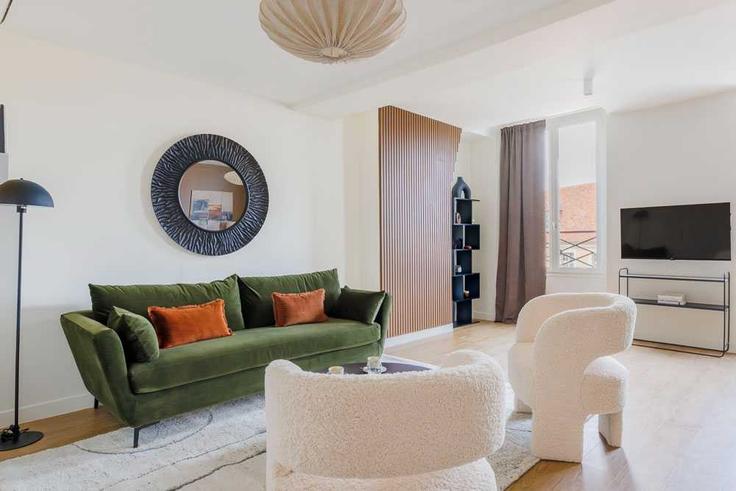 Building Rue de Sèvres - checkmyguest - 1348195 adresindeki bir dairede modern mobilyalarla zarif bir şekilde tasarlanmış oturma odası 6th arrondissement, Paris