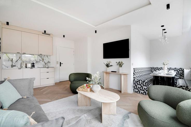 Elegantly designed living room with modern furnishings in an apartment at Building Rue La Boétie - checkmyguest - 1350500 in 8th arrondissement, Paris