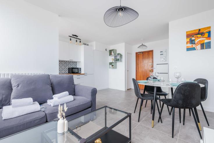 Elegantly designed living room with modern furnishings in an apartment at Building Rue Duvergier - checkmyguest - 1052713 - PAR in 19th arrondissement, Paris