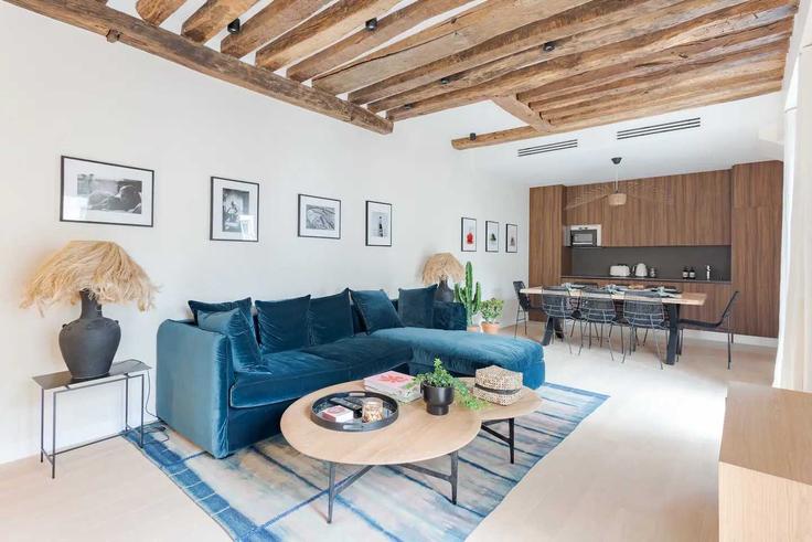 Elegantly designed living room with modern furnishings in an apartment at Building Rue de Turenne - checkmyguest - 1350830 in 3rd arrondissement, Paris