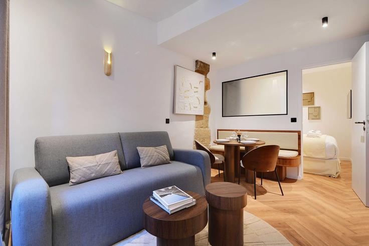 Elegantly designed living room with modern furnishings in an apartment at Building Rue Xavier Privas - checkmyguest - 1350915 in 5th arrondissement, Paris