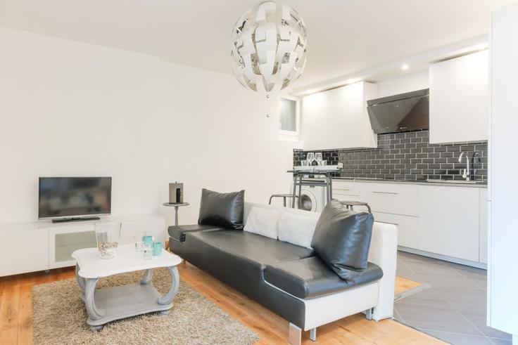 Elegant gestaltetes Wohnzimmer mit moderner Einrichtung in einer Wohnung im Building Rue du Temple - checkmyguest - 1348191 in 3rd arrondissement, Paris