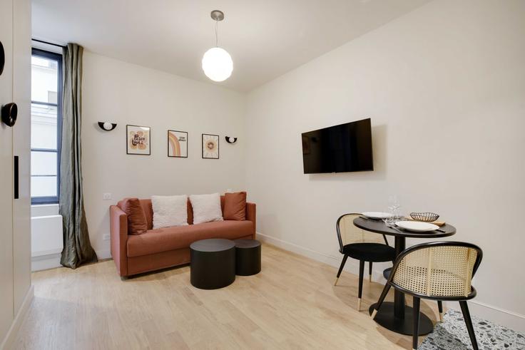Elegantly designed living room with modern furnishings in an apartment at Building Rue de l'Abbé Grégoire - checkmyguest - 1052397 in 6th arrondissement, Paris