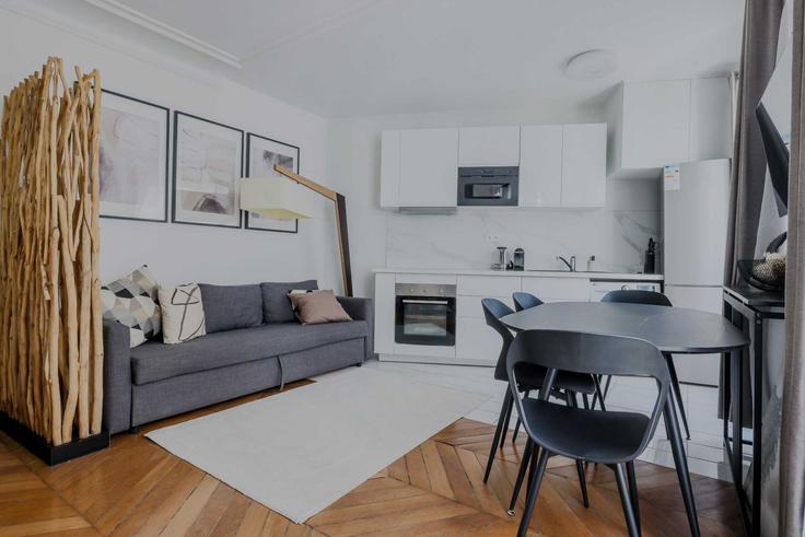 Elegante sala de estar con mobiliario moderno en un apartamento en Building Rue de Maubeuge - checkmyguest - 1348230 en 10th arrondissement, Paris