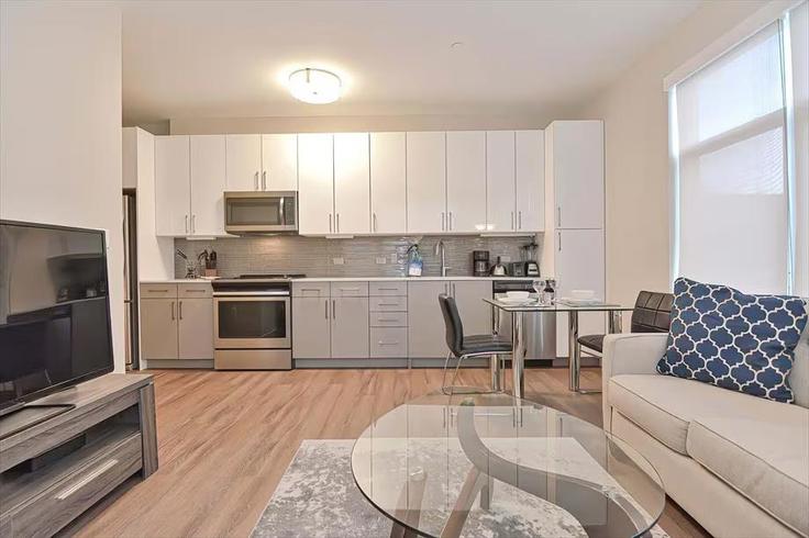 Building East Pier Drive - churchillliving - 1039920 adresindeki bir dairede modern mobilyalarla zarif bir şekilde tasarlanmış oturma odası Boston, Boston