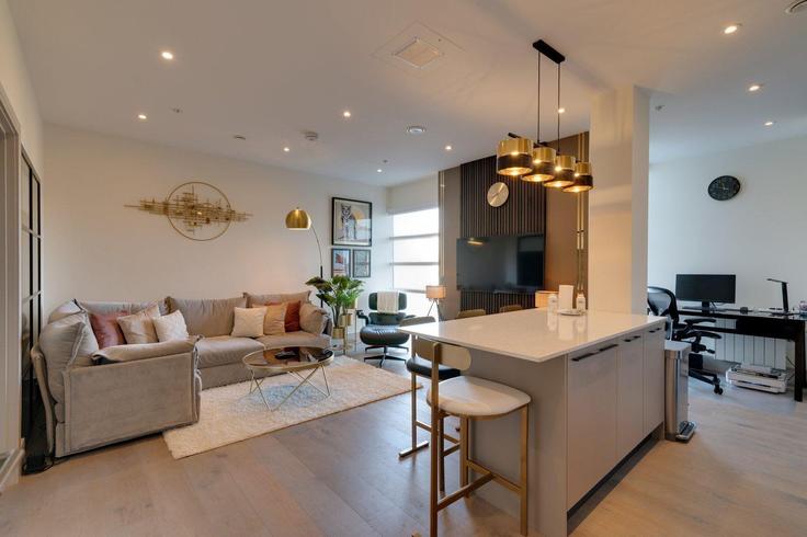 Elegant gestaltetes Wohnzimmer mit moderner Einrichtung in einer Wohnung im Building Clapham Road - city-relay - 1355622 in London Borough of Lambeth, London