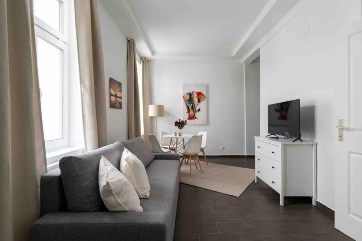 Elegante sala de estar con mobiliario moderno en un apartamento en Building Praterstraße - cityswap - 1356896 en Vienna, Vienna
