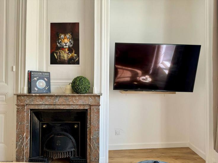 Lyon 7th arrondissementのBuilding Rue de la Madeleine - cocon-agency - 1364727のアパートメントにある、モダンな家具を備えたエレガントなデザインのリビングルーム Lyon 7th arrondissementのBuilding Rue de la Madeleine - cocon-agency - 1364727のアパートメントにある、モダンな家具を備えたエレガントなデザインのリビングルーム