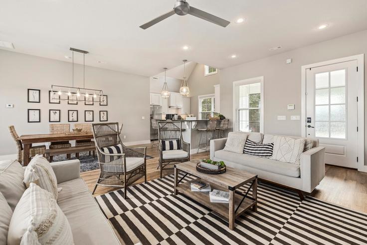 Elegant gestaltetes Wohnzimmer mit moderner Einrichtung in einer Wohnung im Building Dogwood Circle - cohovaproperties - 1221797 - USA in Springdale, Springdale