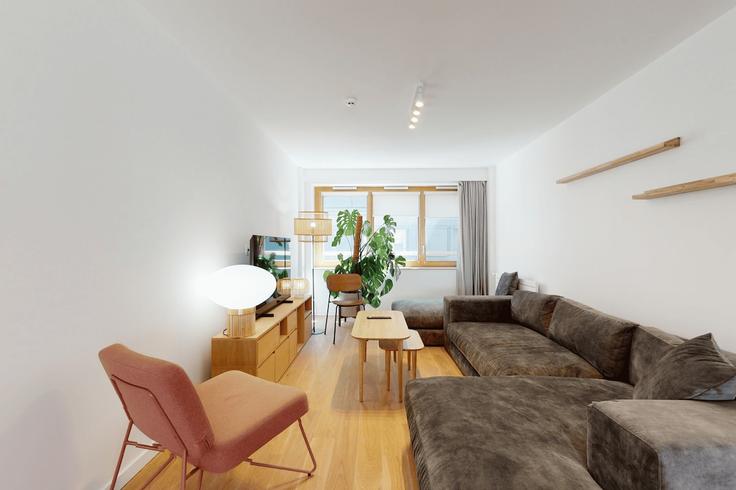 Elegantly designed living room with modern furnishings in an apartment at Building Impasse des 2 Cousins - colonies-1 - 1542033 in 17th arrondissement, Paris Elegantly designed living room with modern furnishings in an apartment at Building Impasse des 2 Cousins - colonies-1 - 1542033 in 17th arrondissement, Paris