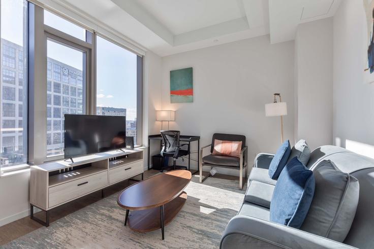 Boston, Boston에 위치한 Building Seaport Boulevard - compassfurnishedapartments - 1470106 유닛의 세련된 인테리어가 돋보이는 거실