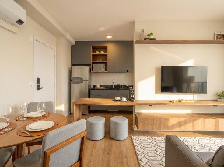 Pinheiros, São Paulo에 위치한 Building Rua dos Cariris - conviva-stay - 1539130 유닛의 세련된 인테리어가 돋보이는 거실