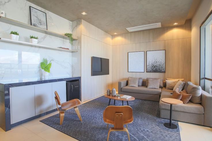Elegant gestaltetes Wohnzimmer mit moderner Einrichtung in einer Wohnung im Building Rua Joaquim Floriano - conviva-stay - 1539118 in Itaim Bibi, São Paulo