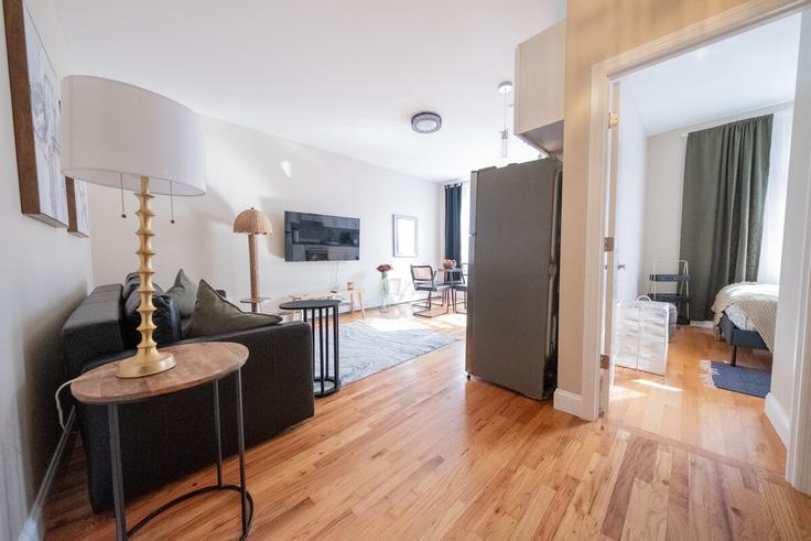 New York ManhattanのBuilding West 113th Street - coutinhoproperties - 1061658 - NYCのアパートメントにある、モダンな家具を備えたエレガントなデザインのリビングルーム