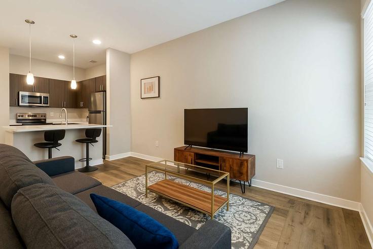 Salle de séjour élégante avec mobilier moderne dans un appartement à Building North New Jersey Street - cozysuites-guesty - 1073999 - USA à Indianapolis, Indianapolis Salle de séjour élégante avec mobilier moderne dans un appartement à Building North New Jersey Street - cozysuites-guesty - 1073999 - USA à Indianapolis, Indianapolis