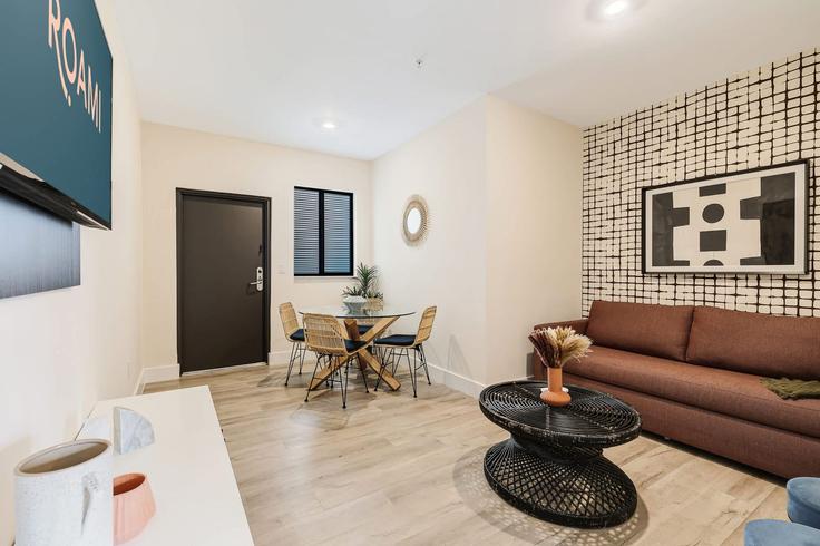 Elegantly designed living room with modern furnishings in an apartment at Building Northeast 4th Avenue - cozysuites-guesty - 1272303 - MIA in Miami, Miami