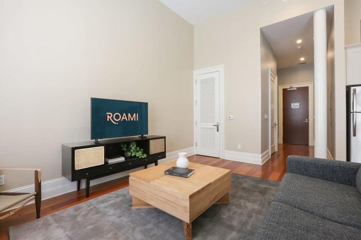 Building Perdido Street - cozysuites-guesty - 1272318 - USA adresindeki bir dairede modern mobilyalarla zarif bir şekilde tasarlanmış oturma odası New Orleans, New Orleans