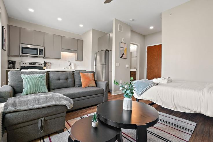 Minneapolis, Minneapolis에 위치한 Building Nicollet Avenue - cozysuites-guesty - 1319959 아파트의 세련된 인테리어가 돋보이는 거실