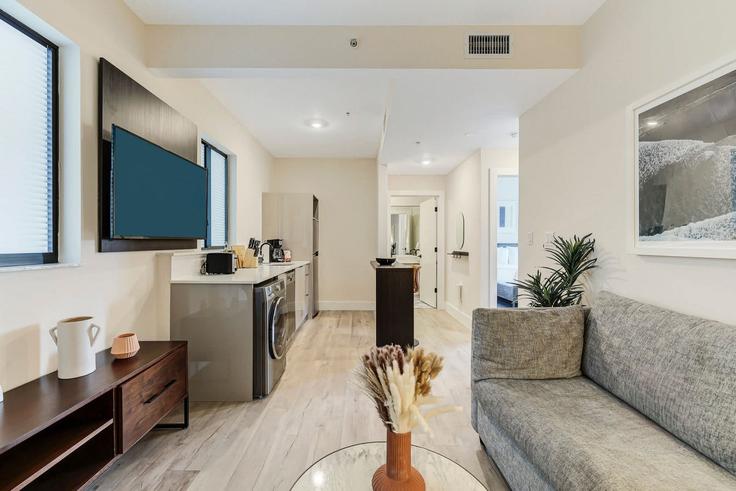 Elegantly designed living room with modern furnishings in an apartment at Building Northeast 4th Avenue - cozysuites-guesty - 1272342 - MIA in Miami, Miami
