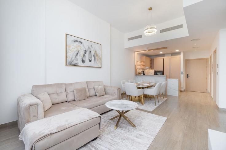 Elegantly designed living room with modern furnishings in an apartment at Building Bijada Boulevard South - czechin-holiday-homes - 1505609 in Al Barsha South Fourth, Dubai Elegantly designed living room with modern furnishings in an apartment at Building Bijada Boulevard South - czechin-holiday-homes - 1505609 in Al Barsha South Fourth, Dubai