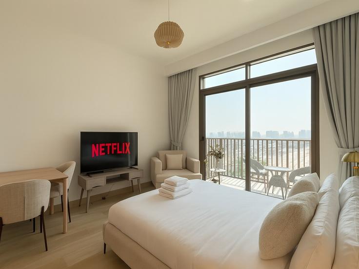 Dubai Jebel Ali Village에 위치한 Tariaq Bedon Esm 1253781P의 가구가 완비된 스튜디오 유닛, 사진 1