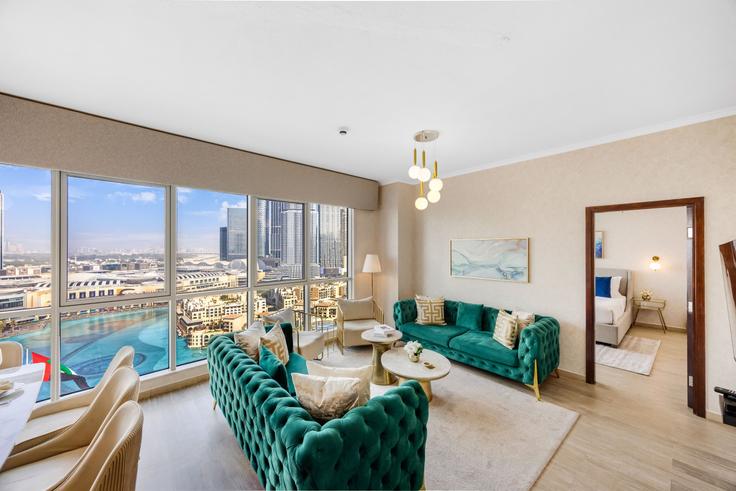 Building Tariaq Bedon Esm - durrani-holiday-homes-llc - 1294916 - DXB adresindeki bir dairede modern mobilyalarla zarif bir şekilde tasarlanmış oturma odası Downtown Dubai, Dubai Building Tariaq Bedon Esm - durrani-holiday-homes-llc - 1294916 - DXB adresindeki bir dairede modern mobilyalarla zarif bir şekilde tasarlanmış oturma odası Downtown Dubai, Dubai