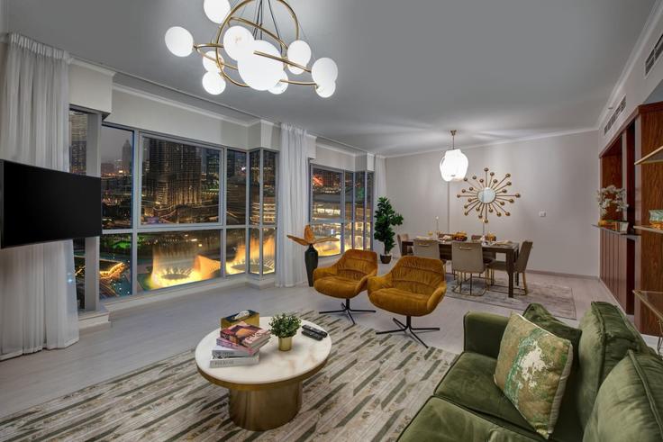 Downtown Dubai, Dubai에 위치한 Building Tariaq Bedon Esm - durrani-holiday-homes-llc - 1294920 - DXB 아파트의 세련된 인테리어가 돋보이는 거실