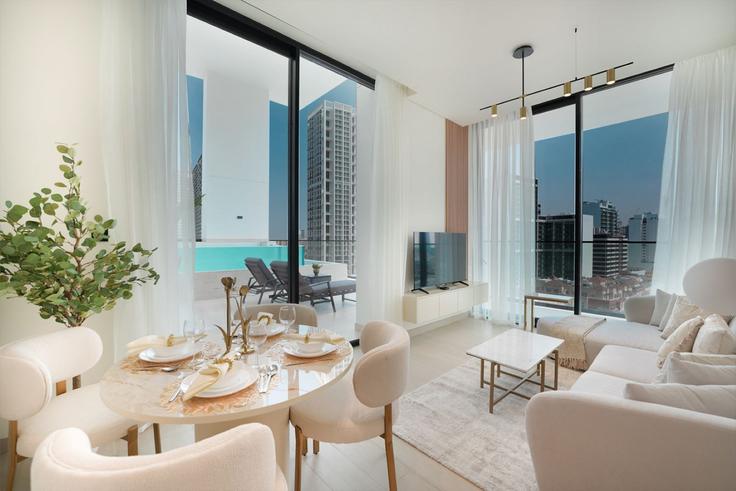 Jumeirah Village, Dubai에 위치한 Building Street 5 - easy-go-vacation-homes-rental-llc - 1286502 - DXB 아파트의 세련된 인테리어가 돋보이는 거실