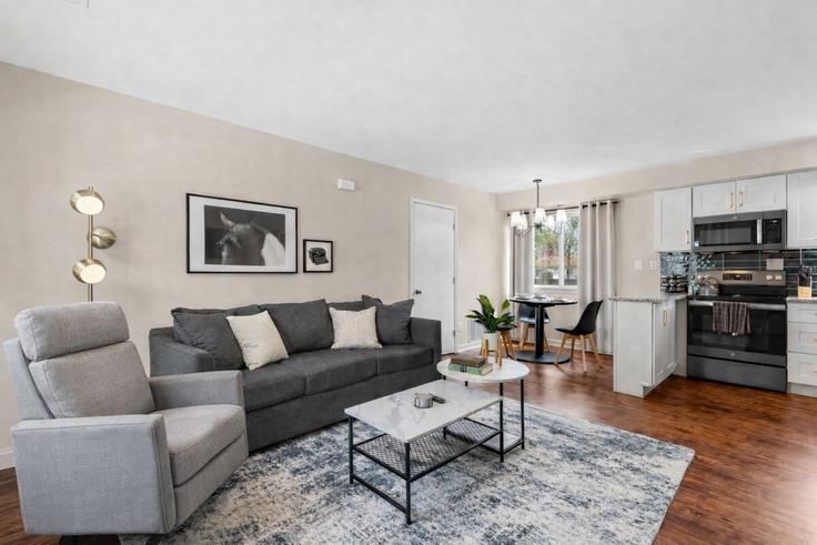 Elegant gestaltetes Wohnzimmer mit moderner Einrichtung in einer Wohnung im Building Mesle Street - easystay - 1032337 - DTW in Roseville, Roseville