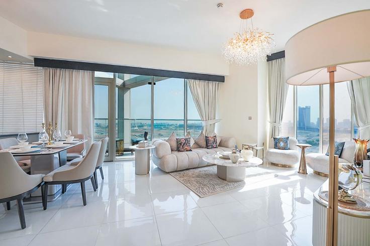 Elegant gestaltetes Wohnzimmer mit moderner Einrichtung in einer Wohnung im Building Arjan Exit Road - fam-living - 1644530 in Al Barsha South Third, Dubai
