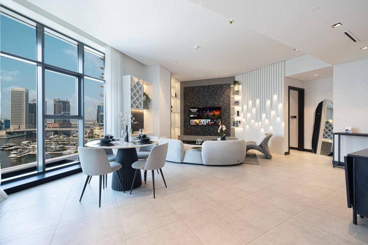 Business Bay, Dubai에 위치한 Building Marasi Drive - farwell-gervase - 1262898 - DXB 아파트의 세련된 인테리어가 돋보이는 거실 Business Bay, Dubai에 위치한 Building Marasi Drive - farwell-gervase - 1262898 - DXB 아파트의 세련된 인테리어가 돋보이는 거실