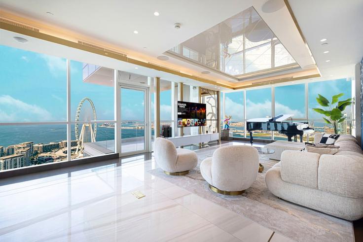 Dubai Dubai MarinaのBuilding Al Mamsha Street - farwell-gervase - 1366360のアパートメントにある、モダンな家具を備えたエレガントなデザインのリビングルーム